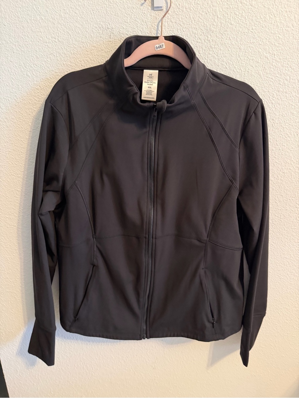 Women’s Black Full-Zip Utility Jacket with Stand Collar